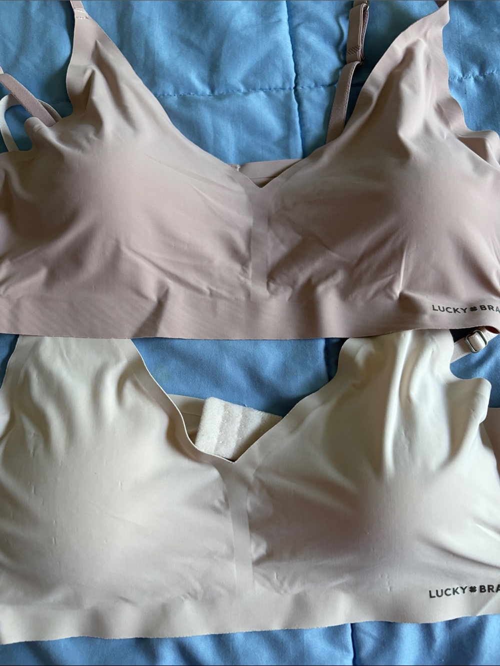 Lucky Brand Wireless Seamless Bras in Blush and Nude xl new